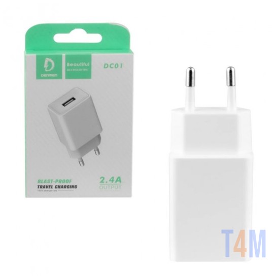 ADAPTADOR DE CARREGADOR DENMEN DC01 5V/2,4A BRANCO